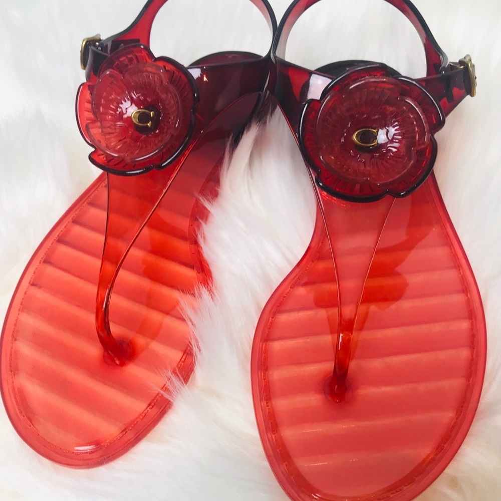 COACH-Pink Tea Rose Jelly Sandal (peony/wine) - Picture 3 of 7